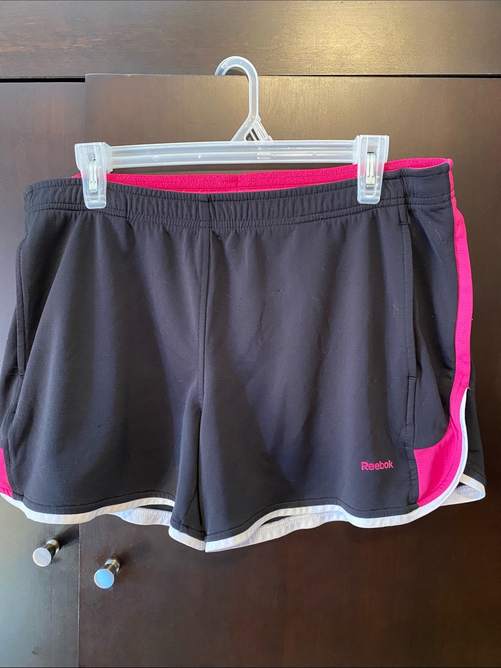 Reebok Women's Black Shorts with Pink Trim